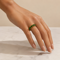 Anillo  Con Piedra verde Natural Zirconia  Ajustable NAXE Acero 304 Bañado en Oro