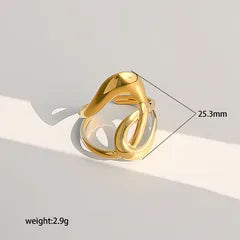 Anillo Geométrico Asimétrico  Ajustable NAXE Acero 304 Bañado en Oro