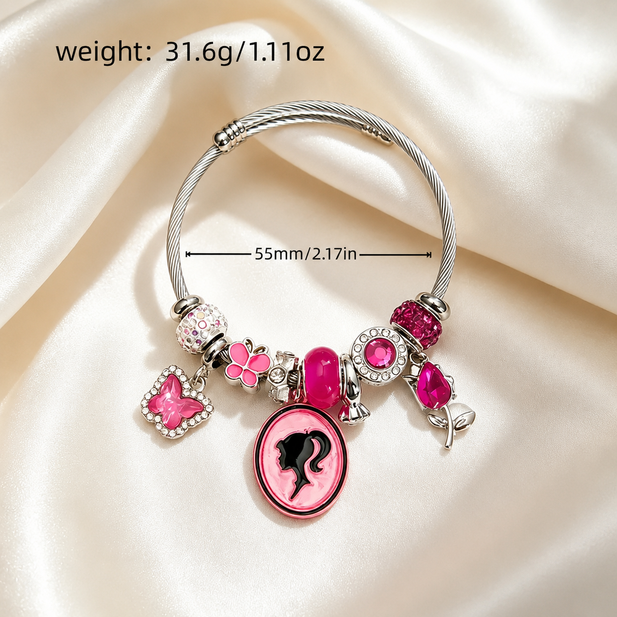 Brazalete Niña Barbie Ajustable charms NAXE Acero 304