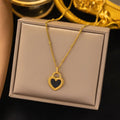 Collar Corazon negro Impermeable NAXE Acero 304 Bañado en Oro