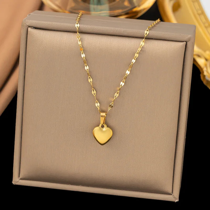 Collar De corazón dorado Impermeable NAXE Acero 304 Bañado en Oro