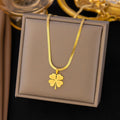 Collar Flor de la suerte Impermeable NAXE Acero 304 Bañado en Oro