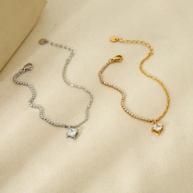 Pulsera Geométrico Colgante De Zircónia NAXE Acero 304 Bañado en Oro