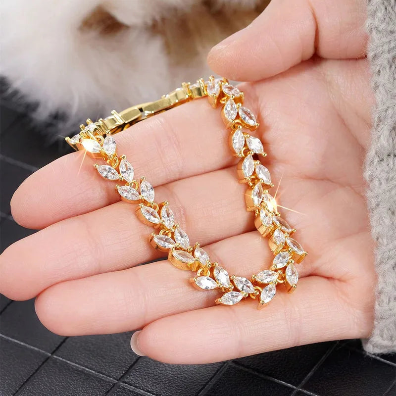 Pulsera grano Engaste De Garra Y Circón NAXE Cobre Con Chapado En Oro KC,