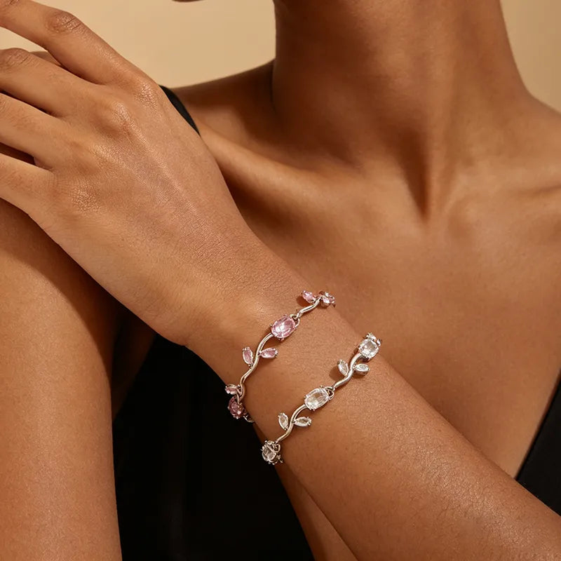 Pulsera de tulipanes con circonio NAXE Cobre Con Chapado En Platino